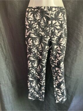Smart Set Palm Print Cropped Dress Pants Size 10 Black White